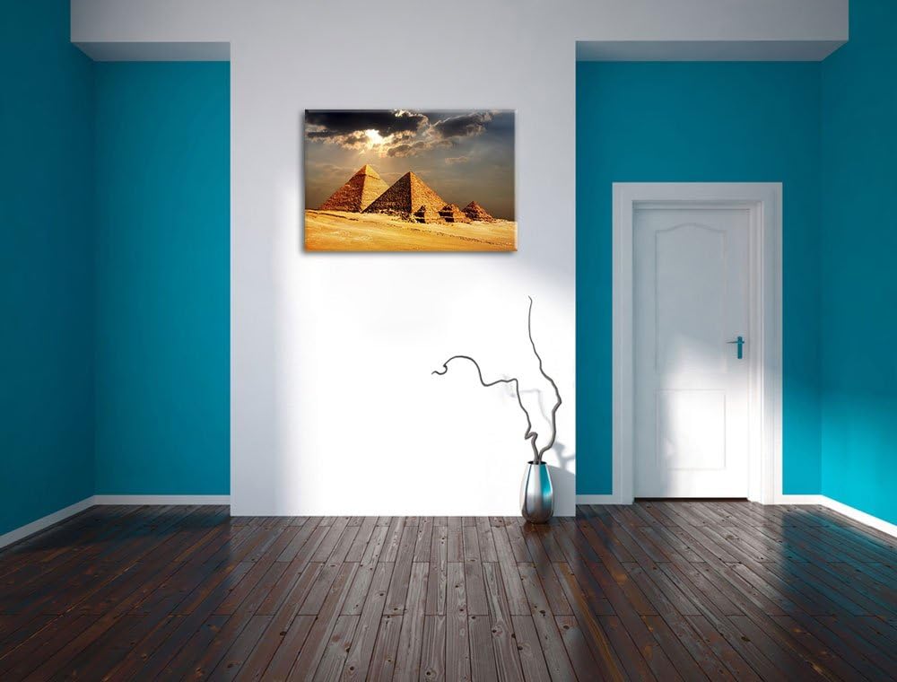 Pyramiden von Gizeh im Sonnenlicht Format: 100x70 auf Leinwand, XXL riesige Bilder fertig gerahmt mi