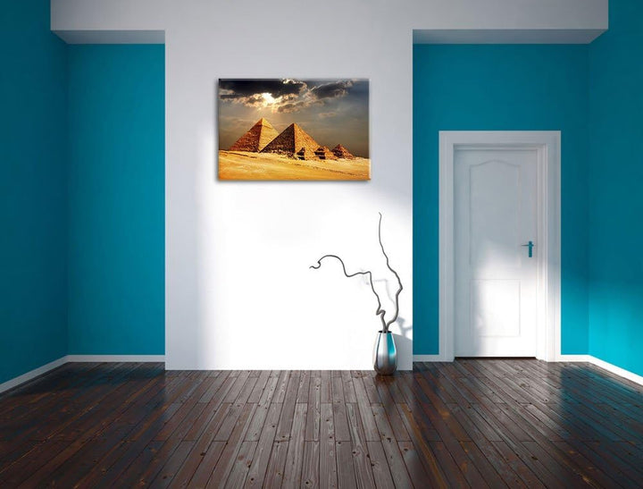 Pyramiden von Gizeh im Sonnenlicht Format: 100x70 auf Leinwand, XXL riesige Bilder fertig gerahmt mi