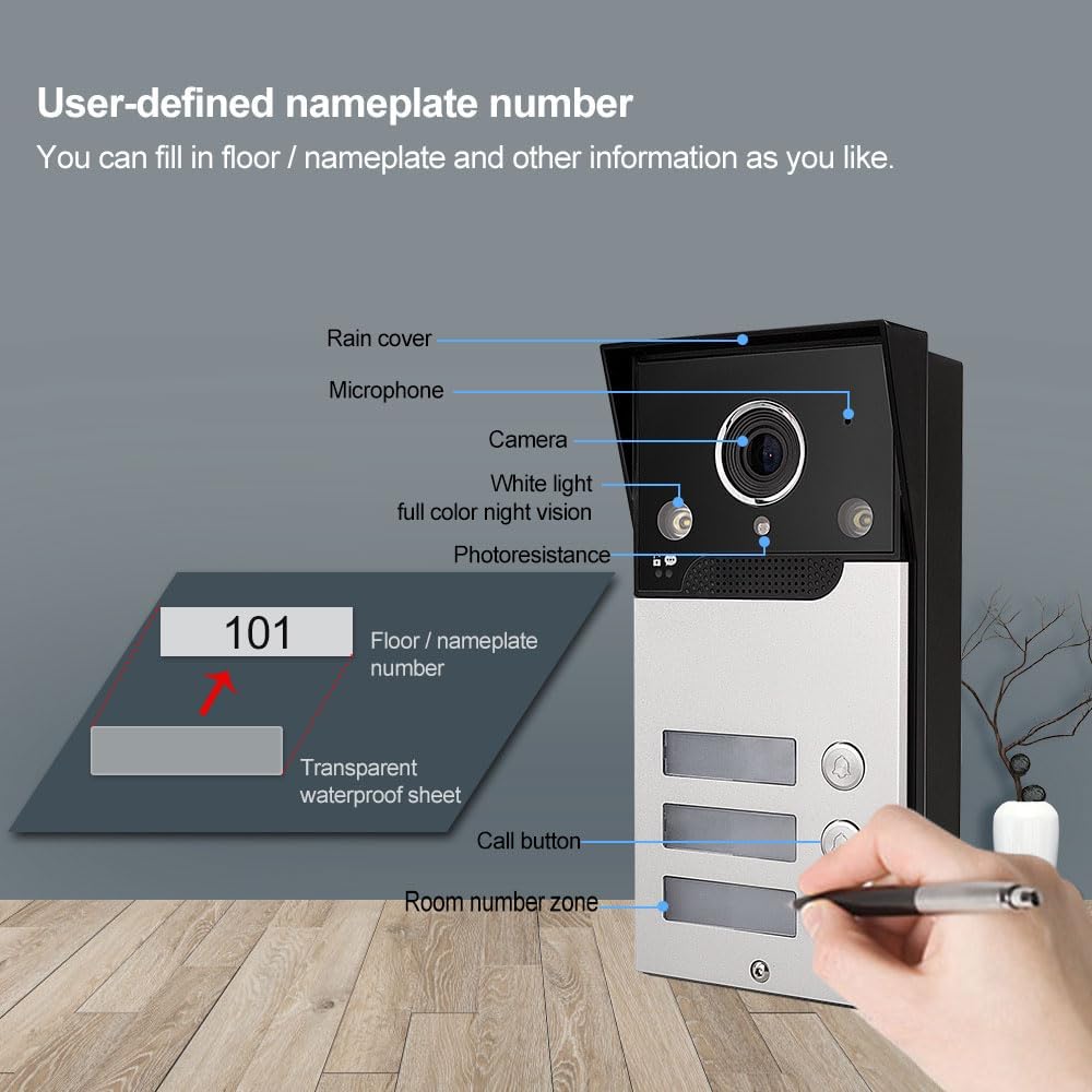 FTes RFKits WLAN Wireless Video Türsprechanlage,1080P Aussenkamera,7 Zoll Touchscreen Wireless Monit