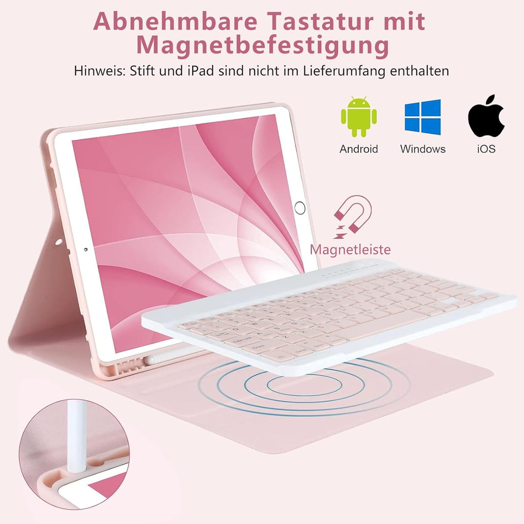 MMK Tastatur Hülle für iPad 10.2 Zoll (9/8/7 Generation 2021/2020/2019), für iPad Air 3rd 2019 und P