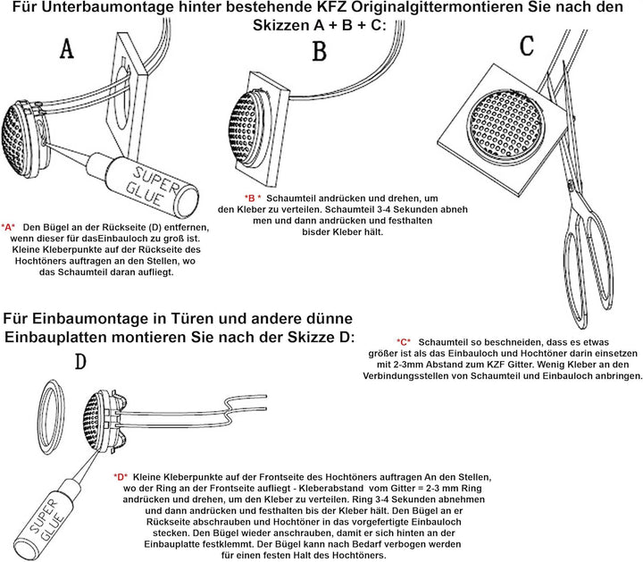 Reckhorn 2 Wege Autolautsprecher/Einbaulautsprecher CS- 6 (Kalottenhochtöner 2.5 cm & Bassmitteltöne