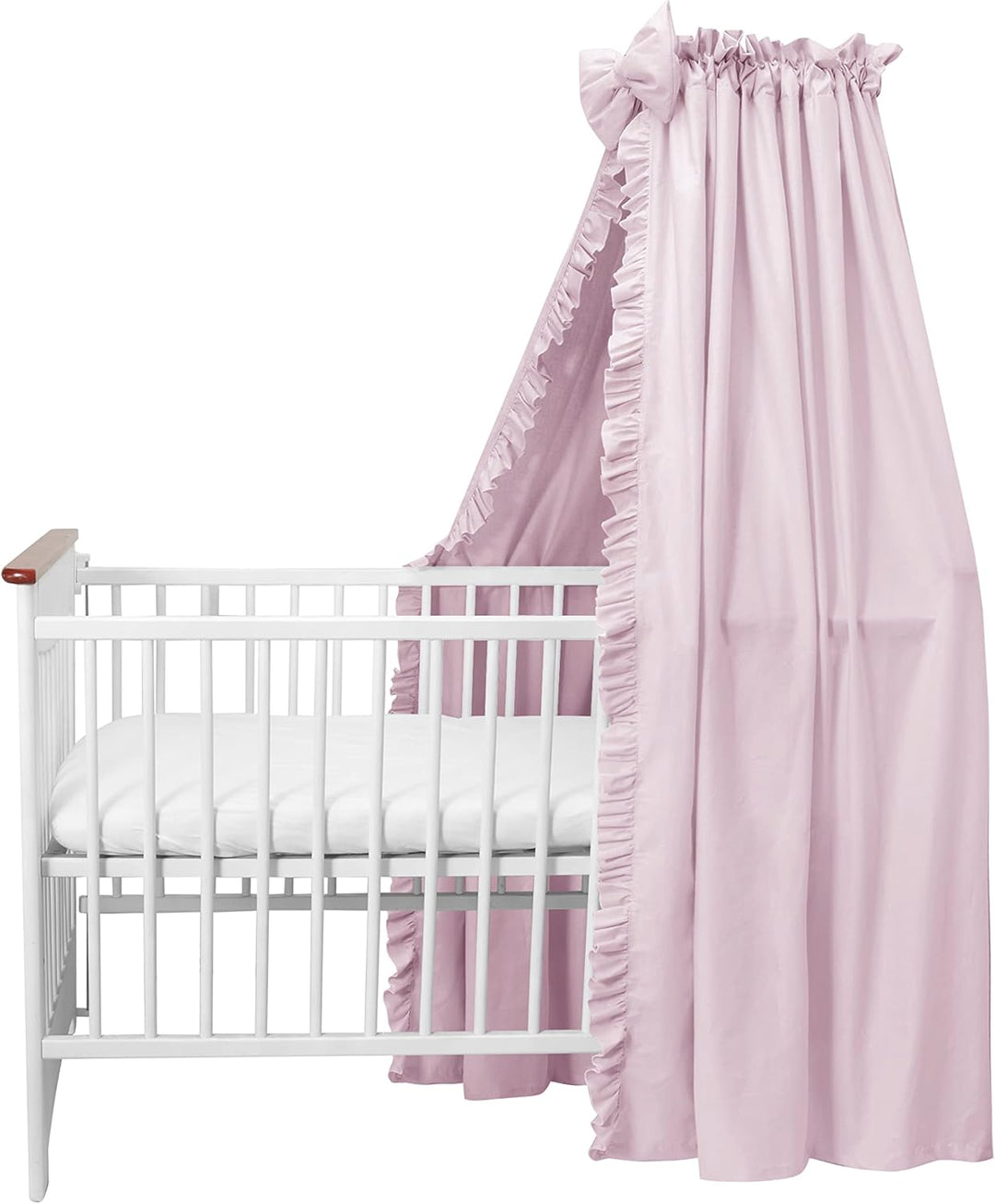 balbina Baldachin 100% Baumwolle, Deko-Set für Kinderbett, Betthimmel mit Rüsche & Schleife, Moskito