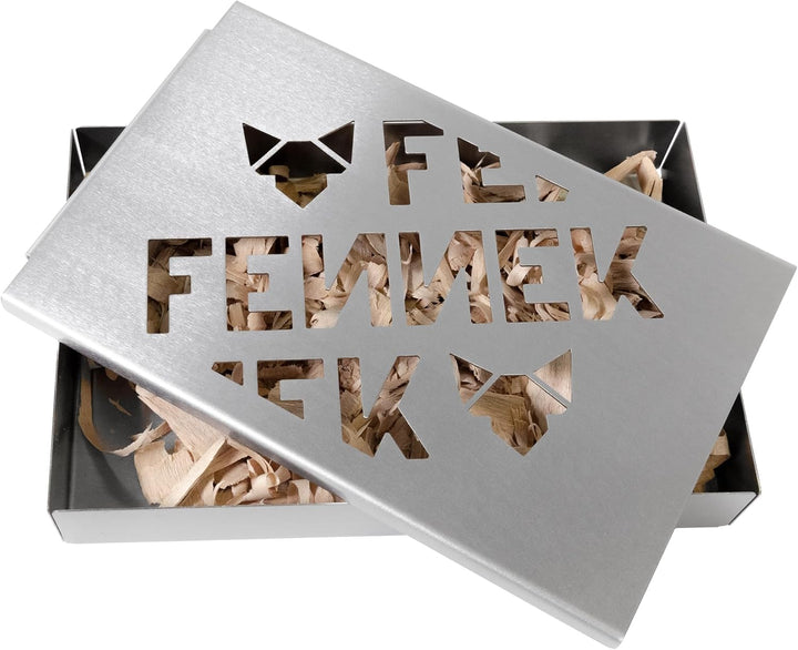 FENNEK Räucherbox für z.B. Räucherlachs | ca. 20 x 13 x 3 cm | Aus hitzebeständigem Edelstahl | 0,7