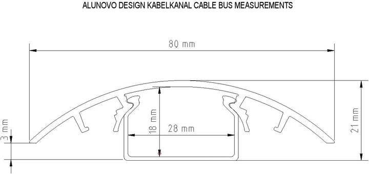 TV Design Aluminium Kabelkanal Titanium anthrazit seidenmatt lackiert in verschiedenen Längen von AL
