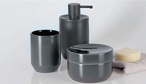 Spirella WC Bürste Toilettenbürste Klobürste Jaro Steingut 11 x 41,5 cm - Schwarz Schwarz Glänzend_s