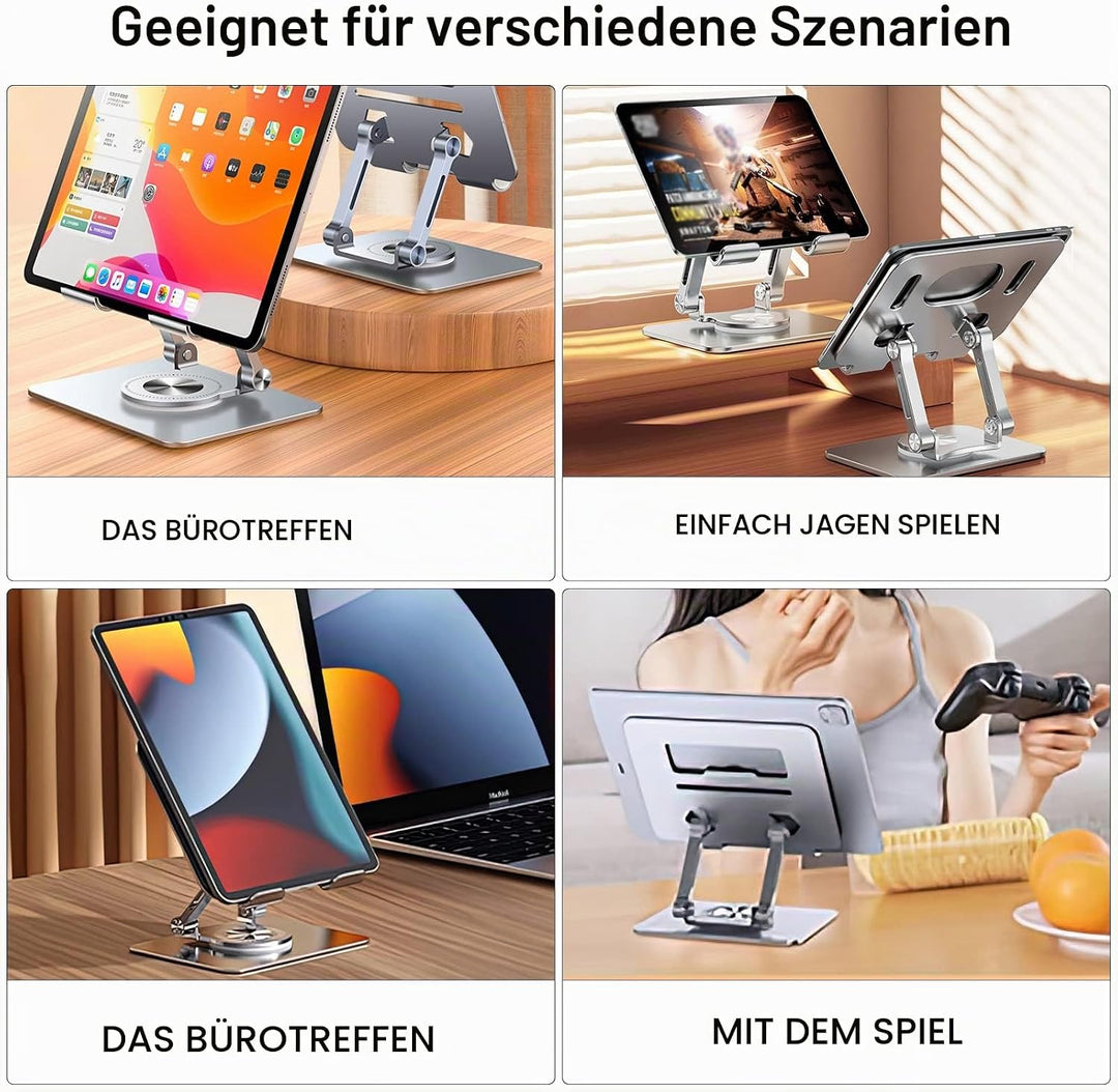 Stehaufe Drehbare Halterung aus Aluminiumlegierung für Tablet-Stände, 360° Drehbarer Laptop Ständer,