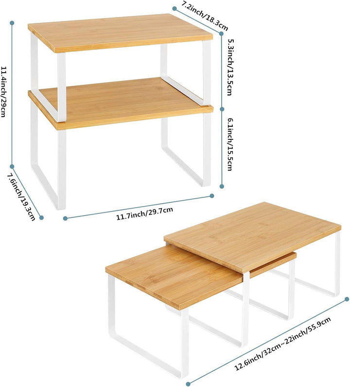 LIANTRAL Küchen Organizer, Küchenschrank Organizer 2er Set, Erweiterbar & Stapelbar Gewürzregale Küc