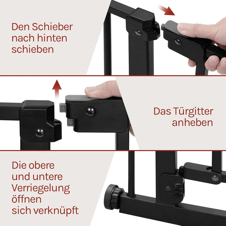 WOLTU Treppenschutzgitter, Türschutzgitter, Absperrgitter, inkl. 10 cm Verlängerung, 75-97 cm, mit/o