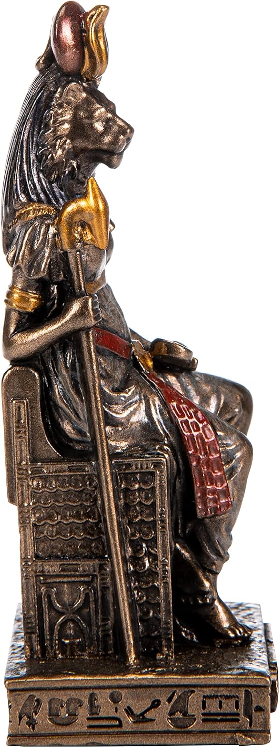 BEAUTIFUL GREEK STATUES Sekhmet Miniatur-Statue, ägyptische Göttin, Harz, handbemalt, Bronze, 7,4 cm