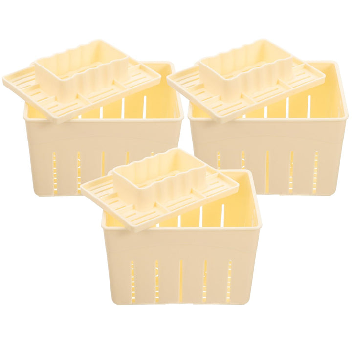Ciieeo Hausgemachte Käseform und Tofu Presse aus Kunststoff 3 Stück mit Pressdeckel für Frische Käse