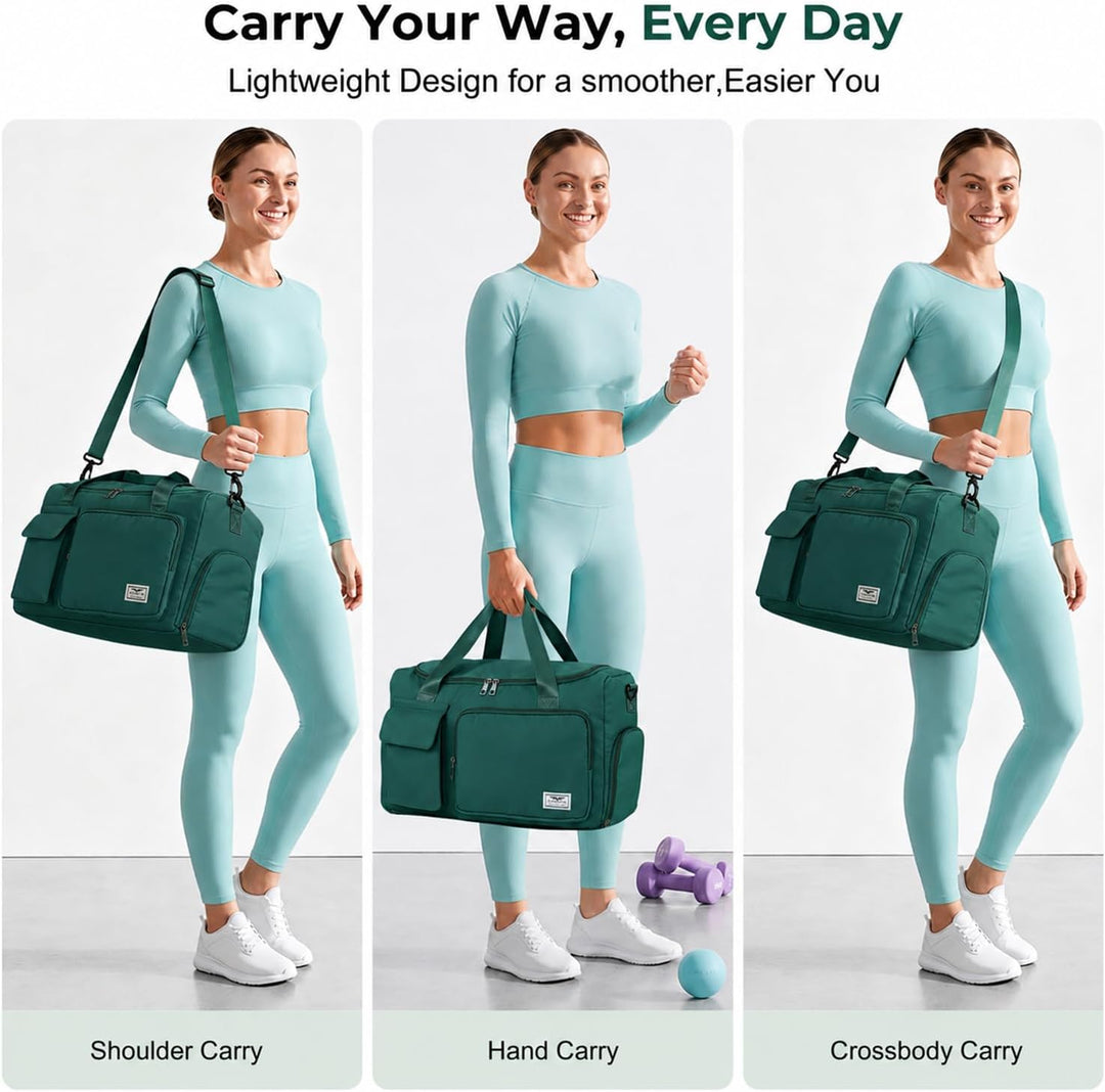 FIORETTO 35L Damen Sporttasche, Faltbare Reisetasche mit Schuhfach & Nassfach, Wasserabweisende Week