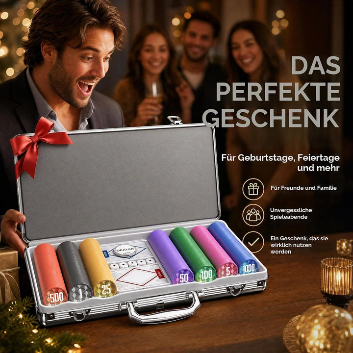 Pokerkoffer 600 Chips Set Nummeriert 11,5g Schwerer Kern Texas Holdem Poker Set Im Aluminium Koffer