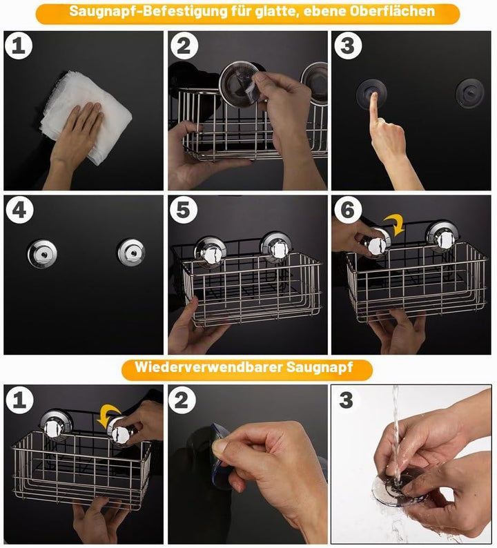 IPEGTOP Suction Cup Deep Shower Caddy Bath Wall Shelf for Large Shampoo Shower Gel Holder Bathroom S