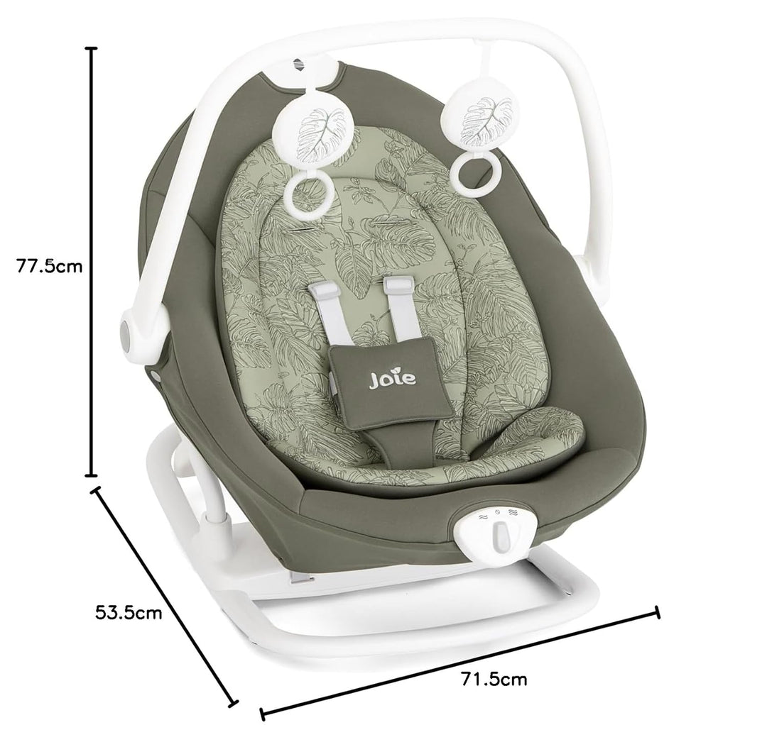 Joie sansa™ 2in1 Babywippe – Abnehmbarer Sitz mit Multi-Motion-Schaukelfunktion, 3 Liegepositionen,