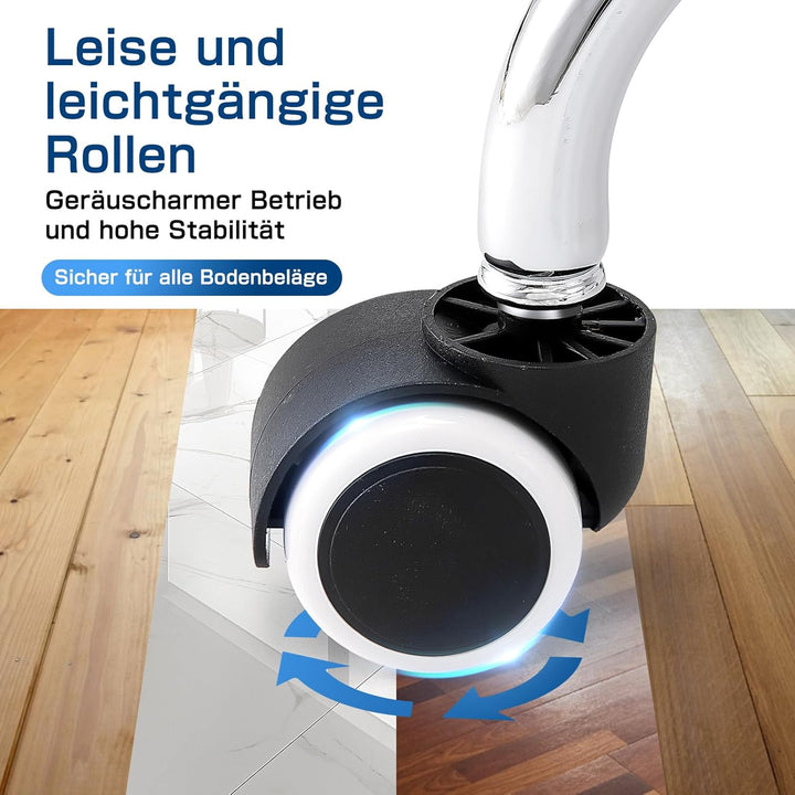 Rollhocker mit Lehne - Hocker mit Rollen und breitem, rechteckigem Sitzkissen | Rollhocker höhenvers