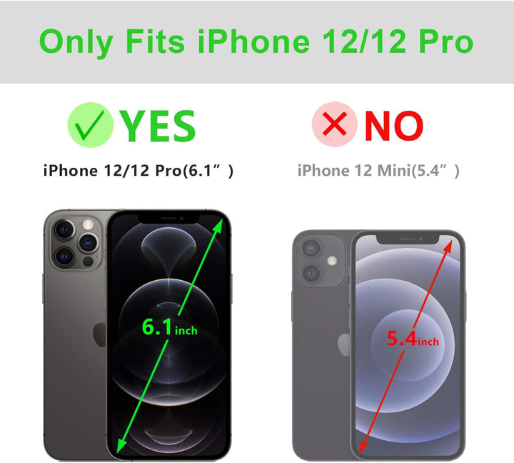 LENSUN Echtleder Hülle für iPhone 12, iPhone 12 Pro Handyhülle Echtes Leder Etui [Kartenfach][RFID B