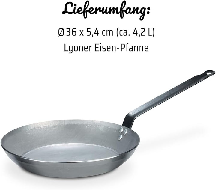 GSW 860536 GastroTraditionell Lyoner Eisen Pfanne - 36cm 36 cm, 36 cm