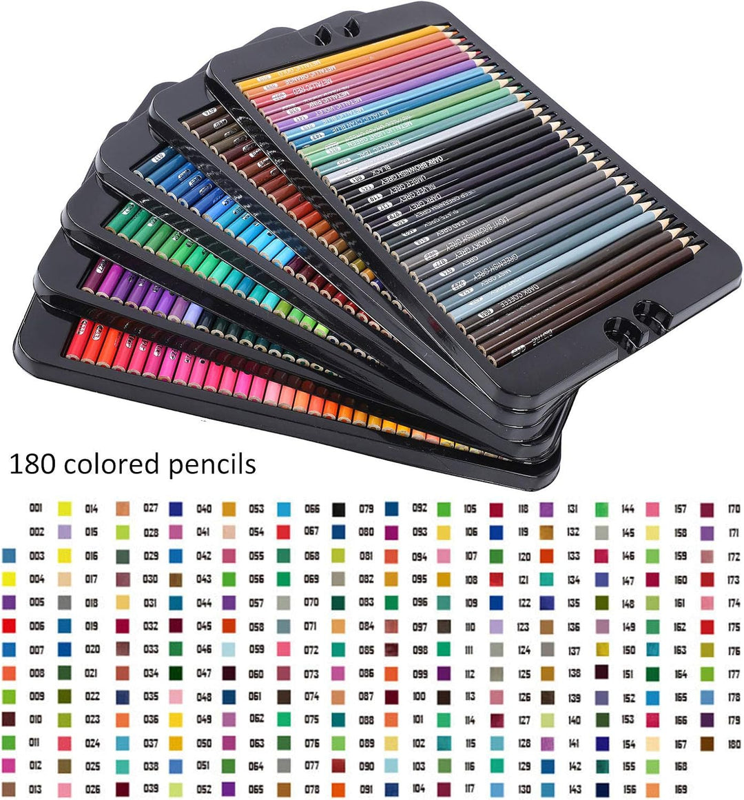Zerodis 180pcs Holzskizzenstifte Set, farbige Kunststifte Sketch Travel Set Künstler Drawing Kit Prä