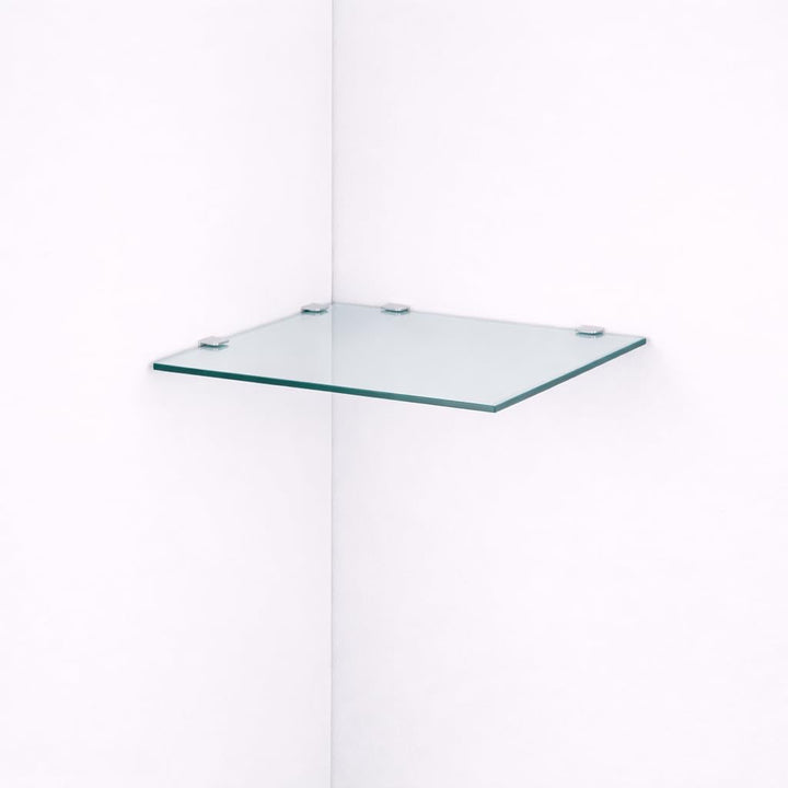 Euro Tische Glas Eckregal 25 x 25 cm, Wandregal für Badezimmer, Duschregal Bad, Glas Badregal mit 6m