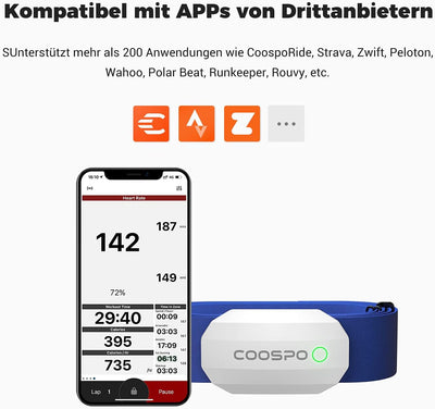 COOSPO H808S Brustgurt Pulsmesser ANT+/Bluetooth Herzfrequenzmesser Sensor, HRM Premium Pulsgurt HRM