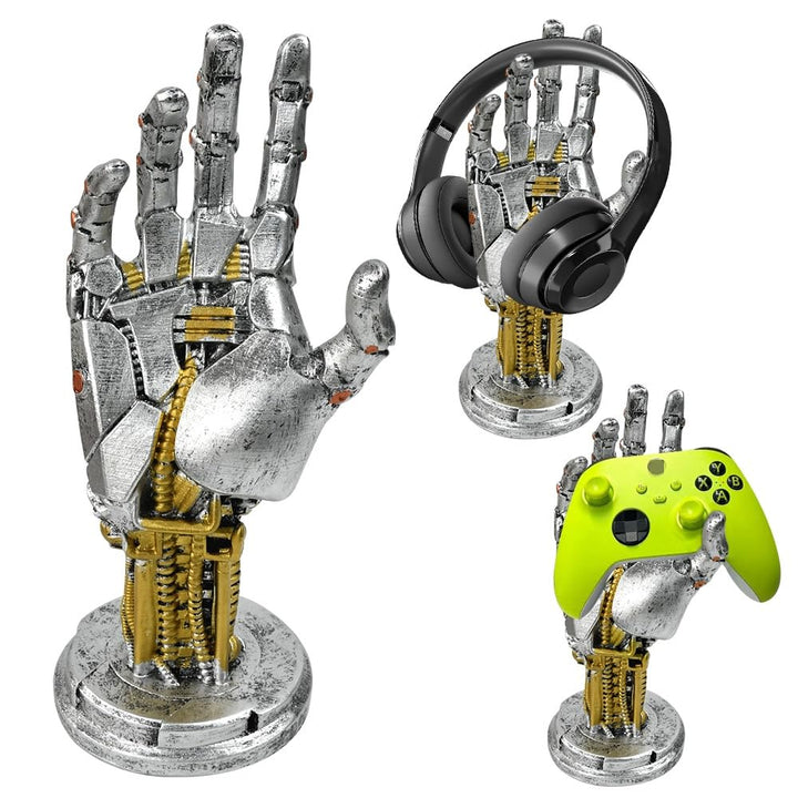 Cyberpunk Kopfhörerständer und Controller Ständer, Gaming Ständer Futuristisches Metalloptik Dekor C