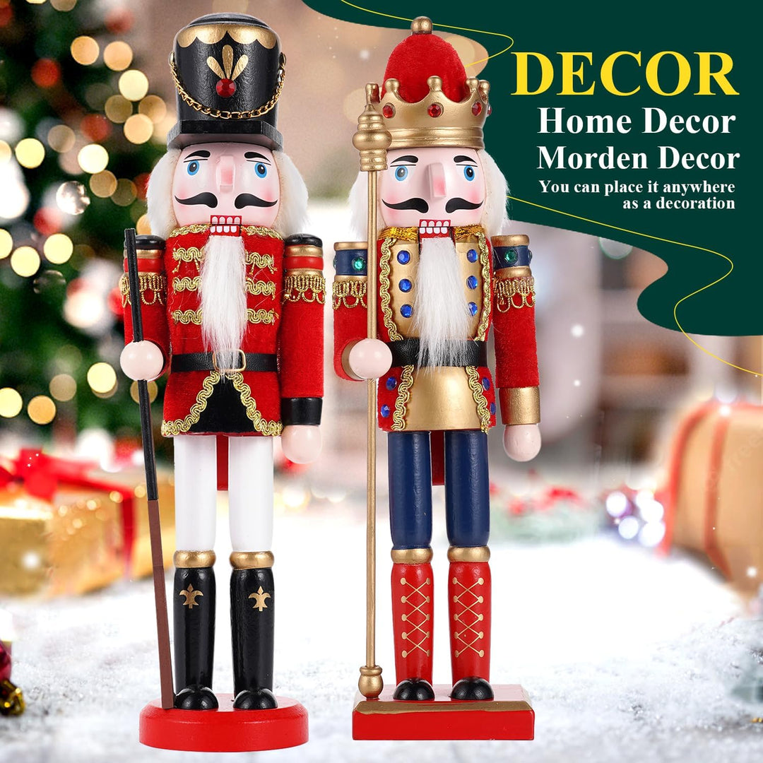 COMBIUBIU 2PCS Nussknacker Figur,30CM Nussknacker Soldat Aus Hochwertigem Kiefernholz,Deko FüR Zuhau