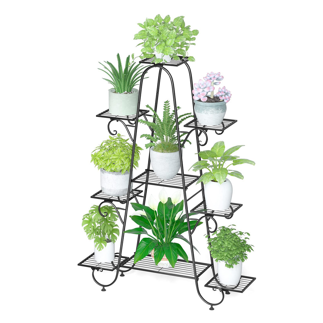 unho Blumentreppe mit 9 Ablagen Blumenständer Blumenregal Metall für innen und aussen Balkon Garten,