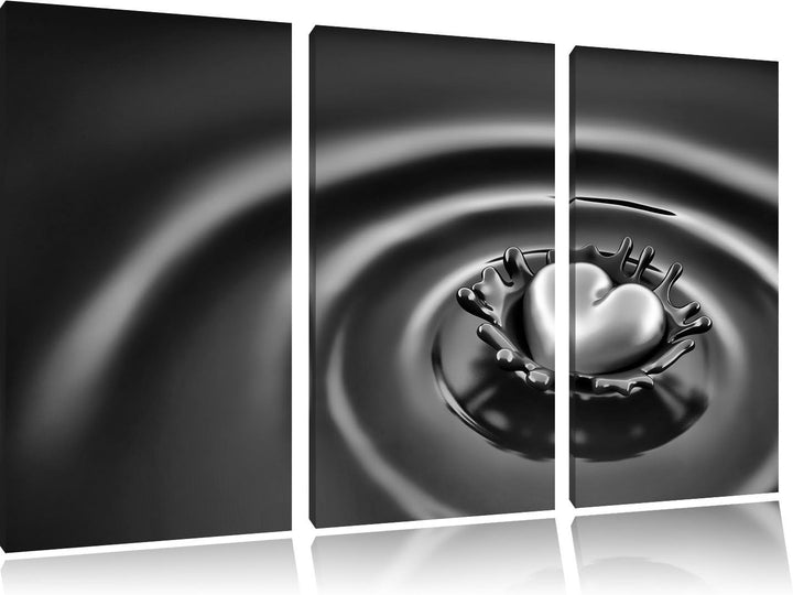 Pixxprint Monocrome, Goldherz in Schoko 3-Teiler Leinwandbild 120x80 Bild auf Leinwand