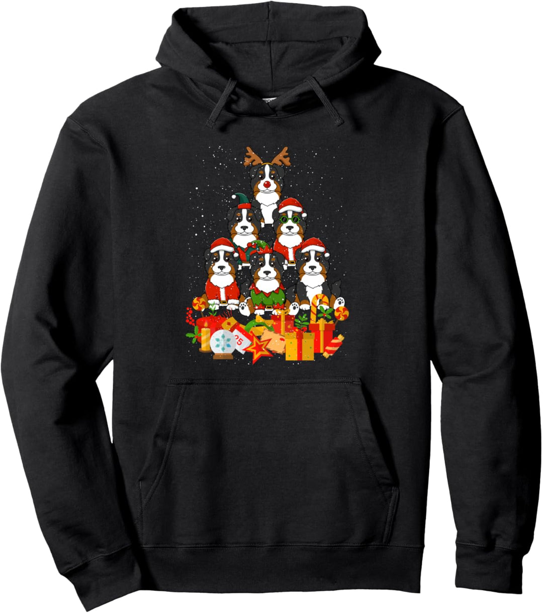 Berner Sennen Hund Frohe Weihnachten Hunde Christbaum Pullover Hoodie
