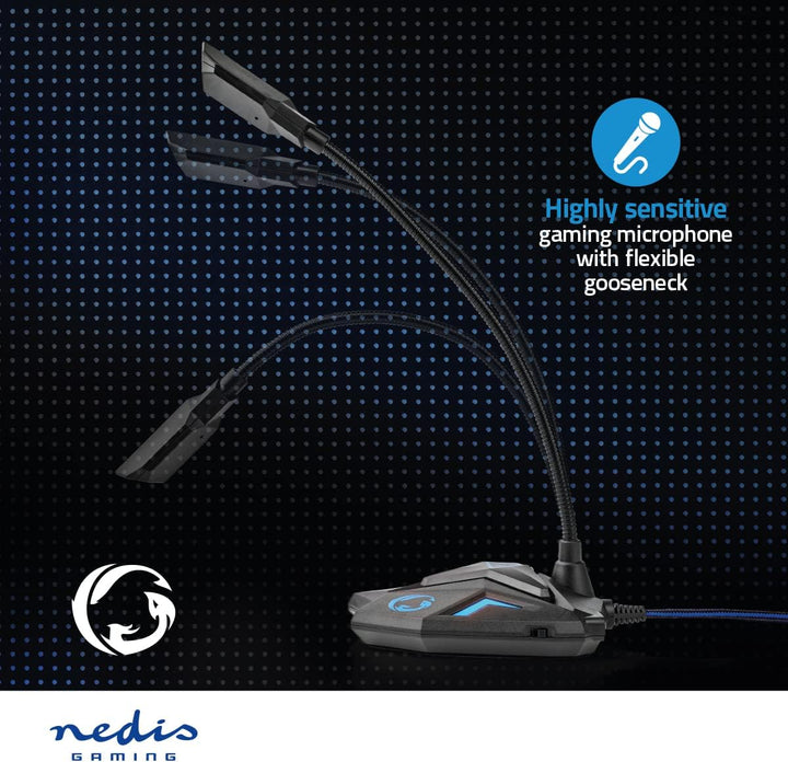 Nedis Desktop-Gaming-Mikrofon - 3,5-mm-Stereo-Audio-Stecker - USB - Schwanenhals - Stummschalttaste