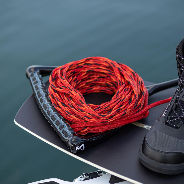 Mesle Wasserski und Wakeboard-Leine Ergo, Länge 23m Zug-Seil mit Hantel Griff rot, rot