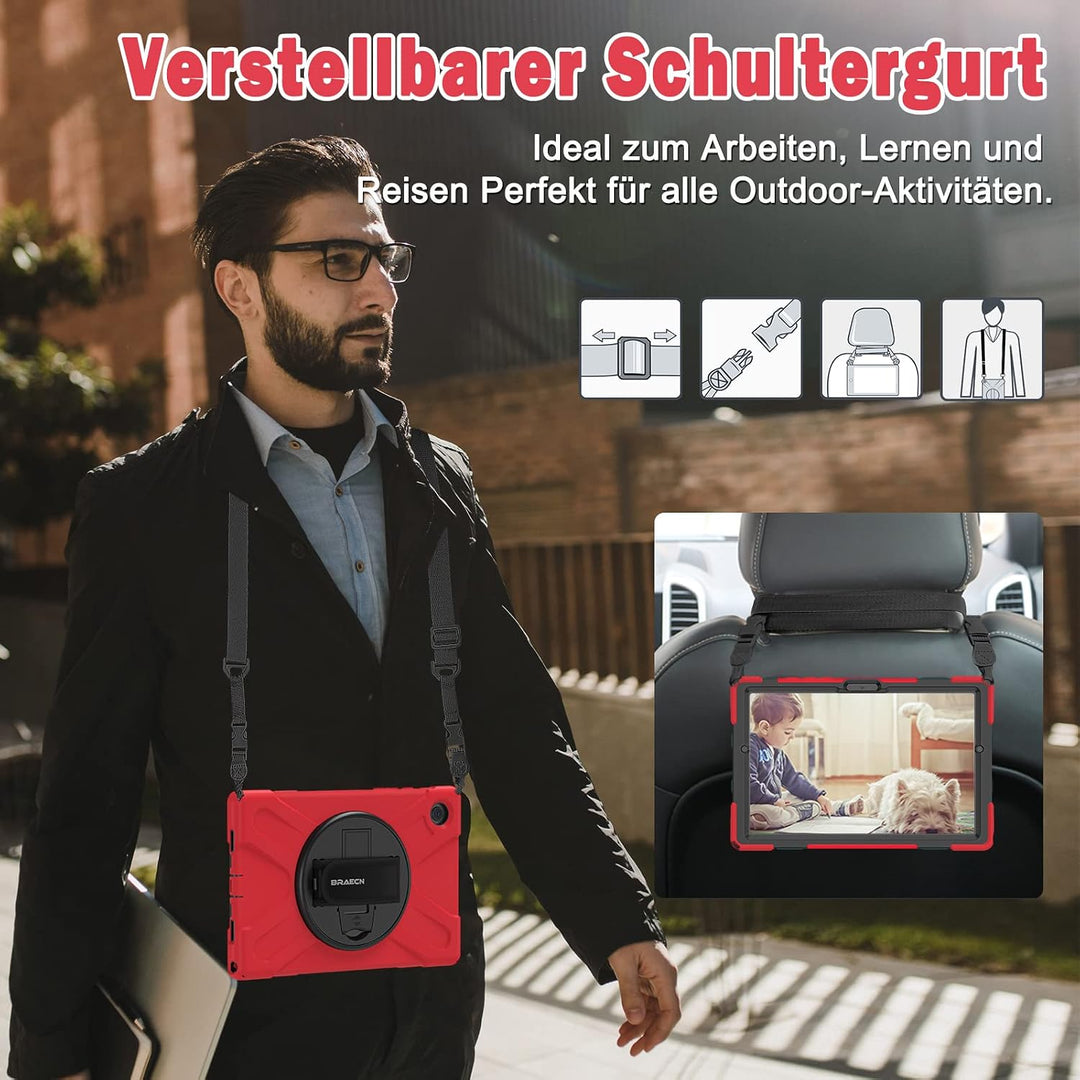 BRAECN für Galaxy Tab A8 Hülle - Samsung Galaxy Tab A8 10.5" 2021 Rot | Stossfeste Schutzhülle, 360°