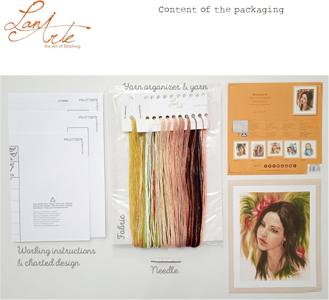 Lanarte PN-0172879 Kreuzstichset Bewitching Youth, Zahlmuster Zählmusterpackung, Baumwolle, mehrfarb