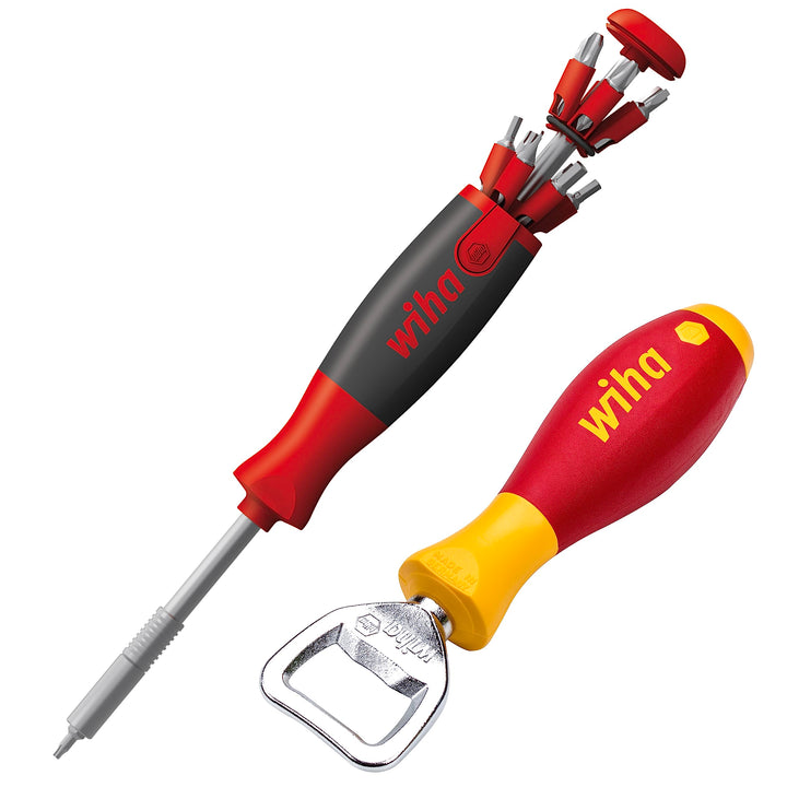Wiha LiftUp 26one® Schraubendreher 13-tlg. mit Doppelbit Set im Griff I Bithalter I Innenvierkant, I