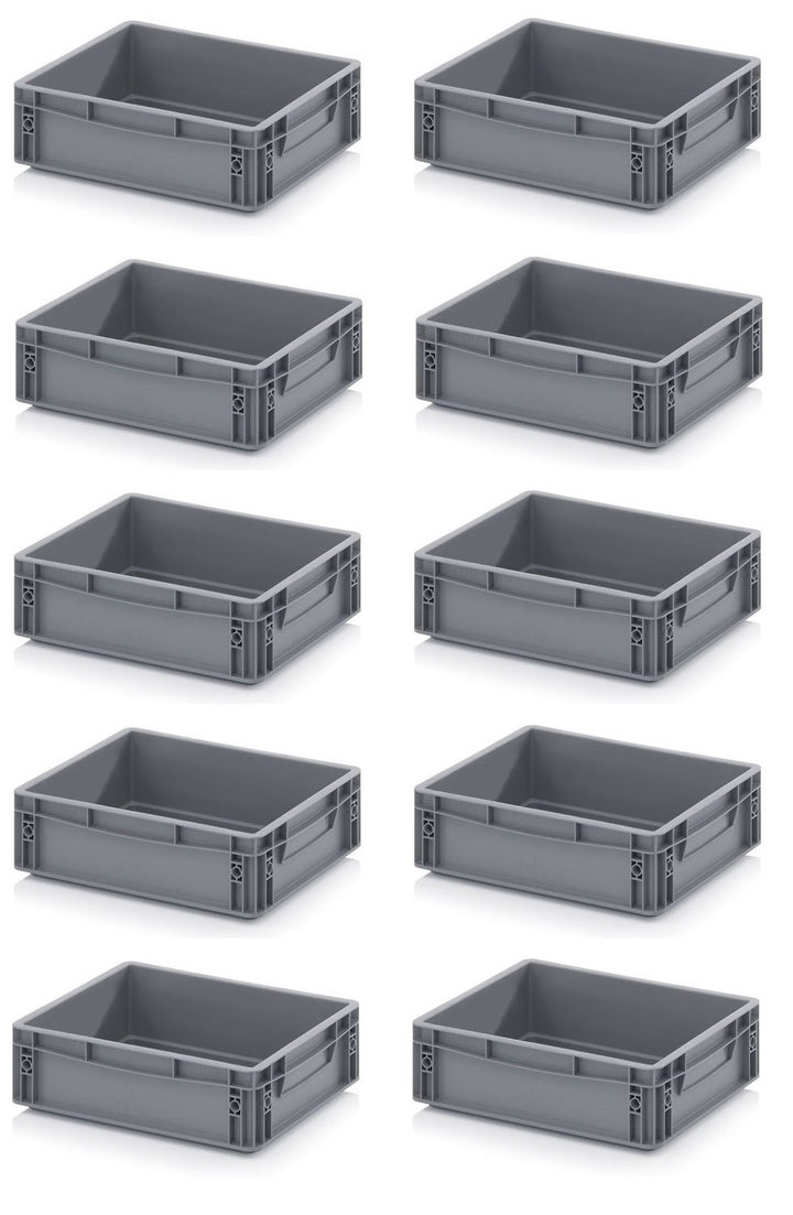 Auer Packaging 10x Eurobehälter-Eurobox 40 x 30 x 12 grau inkl. gratis Zollstock * 10er Set, 10