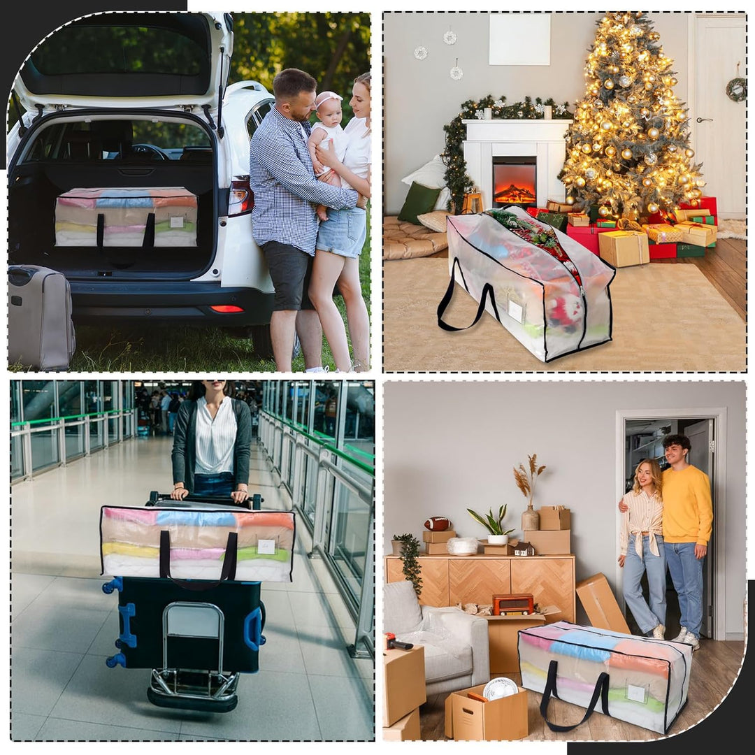 Dntorx 8 Stück 120L Aufbewahrungstasche, Heavy-Duty Weihnachtslager Transparente Umzugskartons Gross