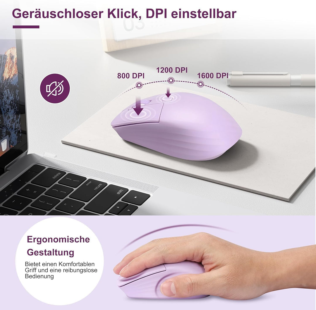 LeadsaiL FA98 Mechanische Tastatur und Maus Set Kabellos, QWERTZ Layout Funktastatur mit Maus, Low-P