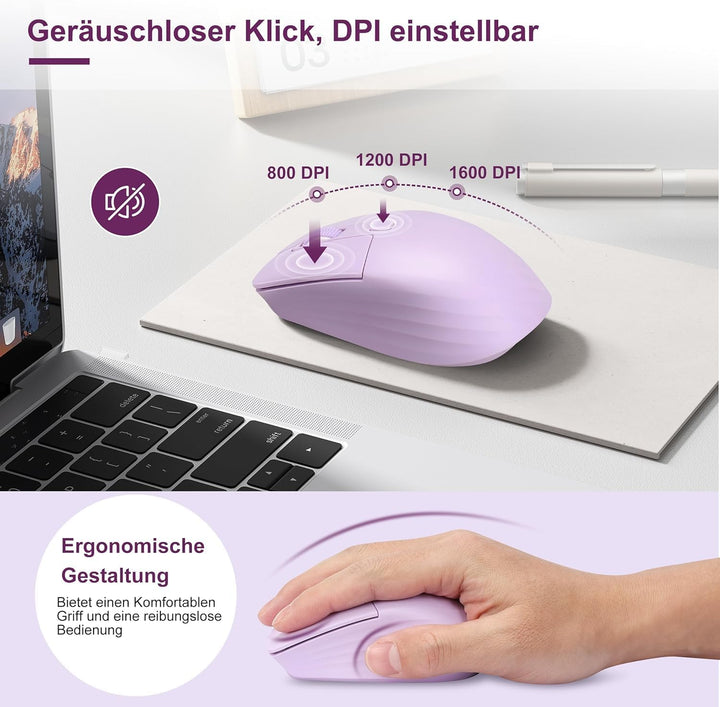 LeadsaiL FA98 Mechanische Tastatur und Maus Set Kabellos, QWERTZ Layout Funktastatur mit Maus, Low-P