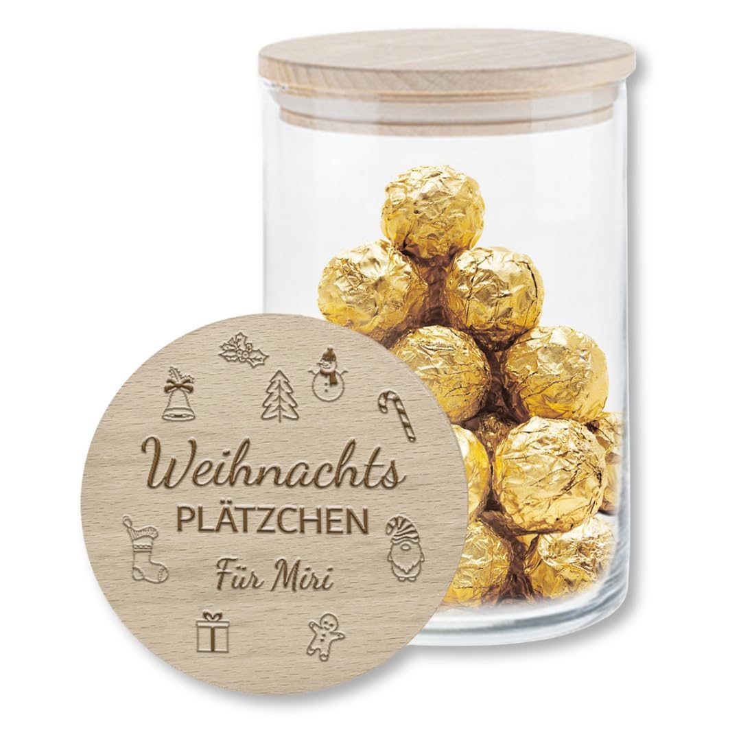 Vorratsglas Weihnachten mit Gravur | Keksdose Weihnachten Glas | Geschenk Kollegin, Freundin, Mitarb