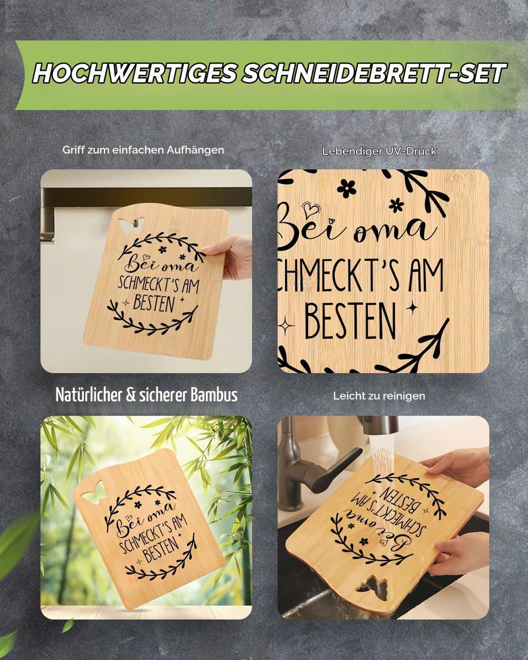 Geschenk für Oma, Oma Geschenk Geburtstag, UV Bedrucktes Bambus Schneidebrett, Geburtstagsgeschenke