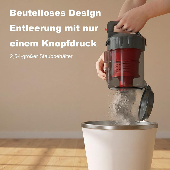 Akitas 800W Leistungsstarker beutelloser Zylinderstaubsauger Staubsauger mit deutschem Wessel Werk D