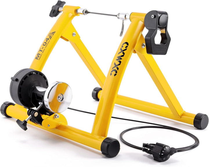 CXWXC Fahrrad Rollentrainer, Klappbar Stahl Bike Trainer mit Schnellspanner Vorderradunterlage Radtr