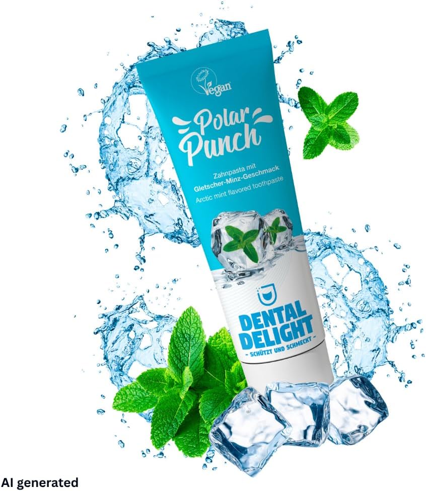 DENTAL DELIGHT Polar Punch Zahnpasta, Vegane Zahnpasta mit Geschmack, Zahncreme (Minze, 12er Pack)