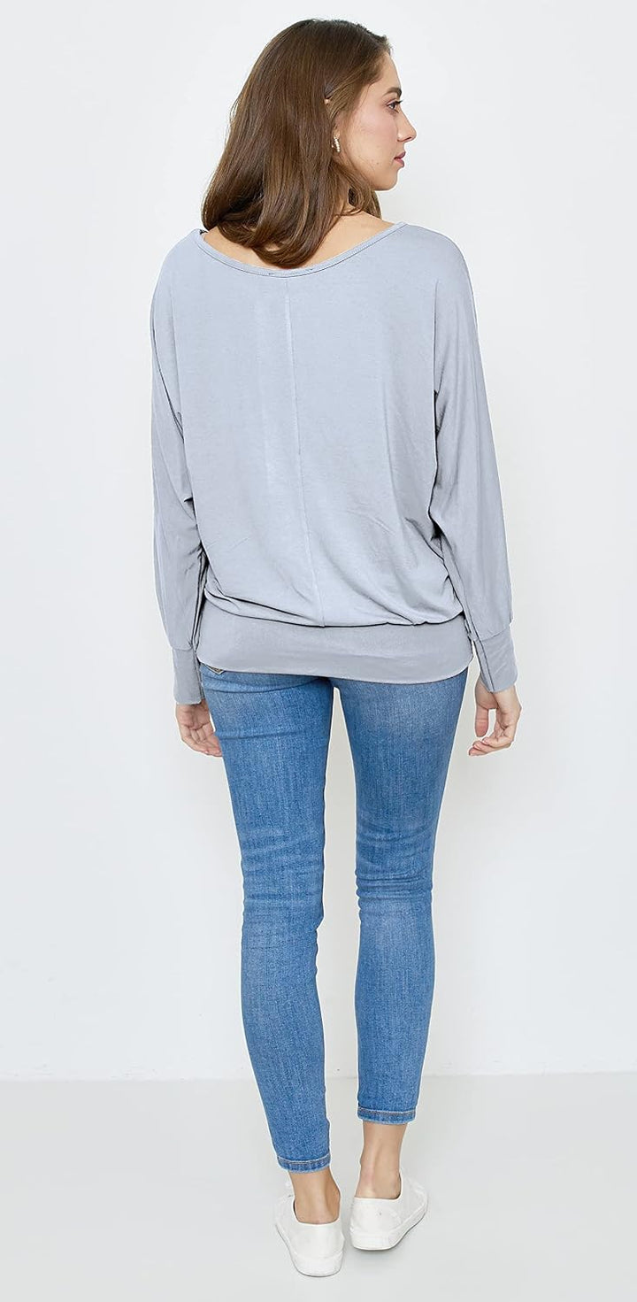 Van Der Rich ® - Oversize T-Shirt mit Fledermausärme - Damen Ml-grau XXL, Ml-grau XXL