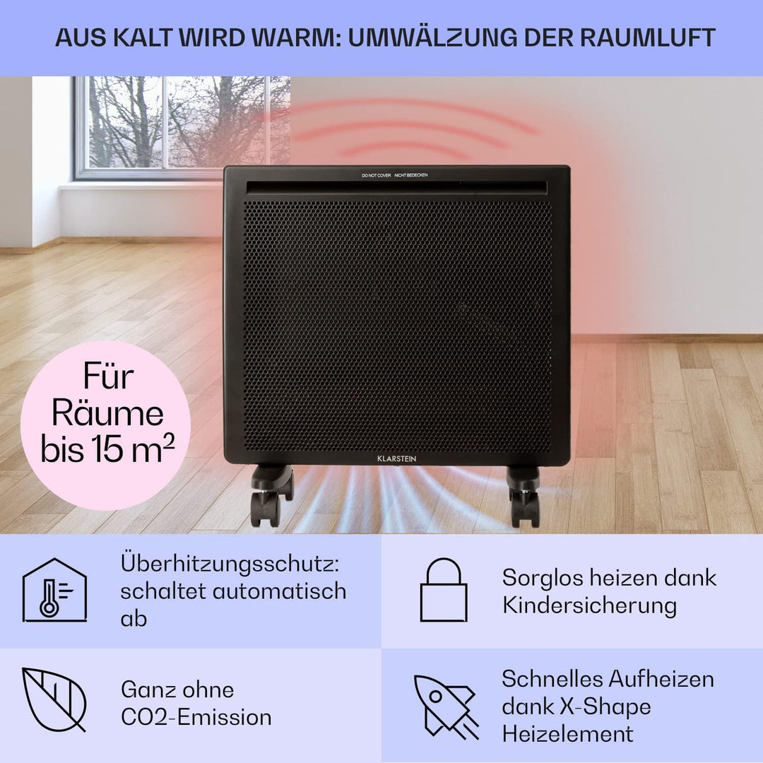 Klarstein Hot Spot Slimcurve Double 2-in-1 Heizgerät - Konvektions- und Infrarotheizung, Überhitzung
