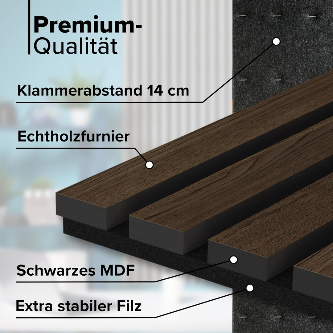 HEXIM Akustikpaneele 280x30cm Holz Grande - XXL Wandpaneele Platten Lamellen Holzpaneele Echtholzfur