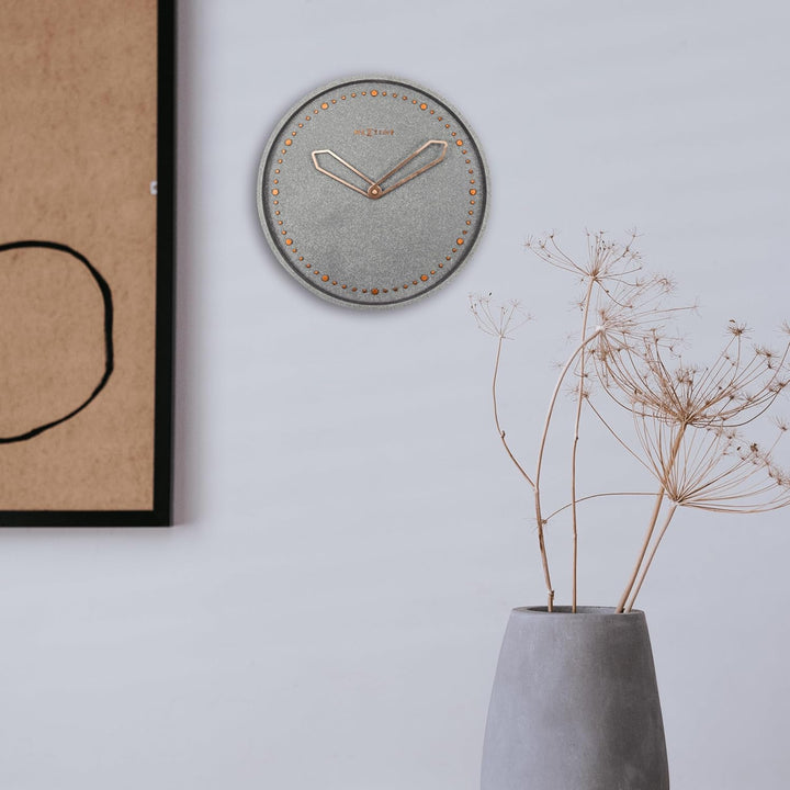 NeXtime Wanduhr "CROSS", lautlos, rund, Stein / Metall, Grau, ø 35 cm