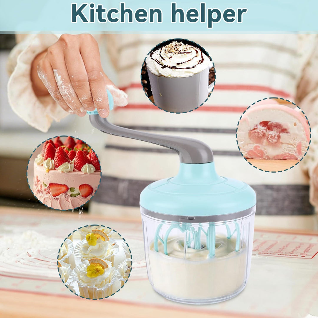 Handmixer für Sahne, Handkurbel Mixer Eierschläger Separator Kunststoff Handmixer Pusher Vielseitige