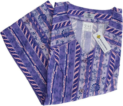 Knopfkittel Baumwolle bunt Kochschürze Hauskleid Kittel Schürze ohne Arm 38 violett, 38 violett