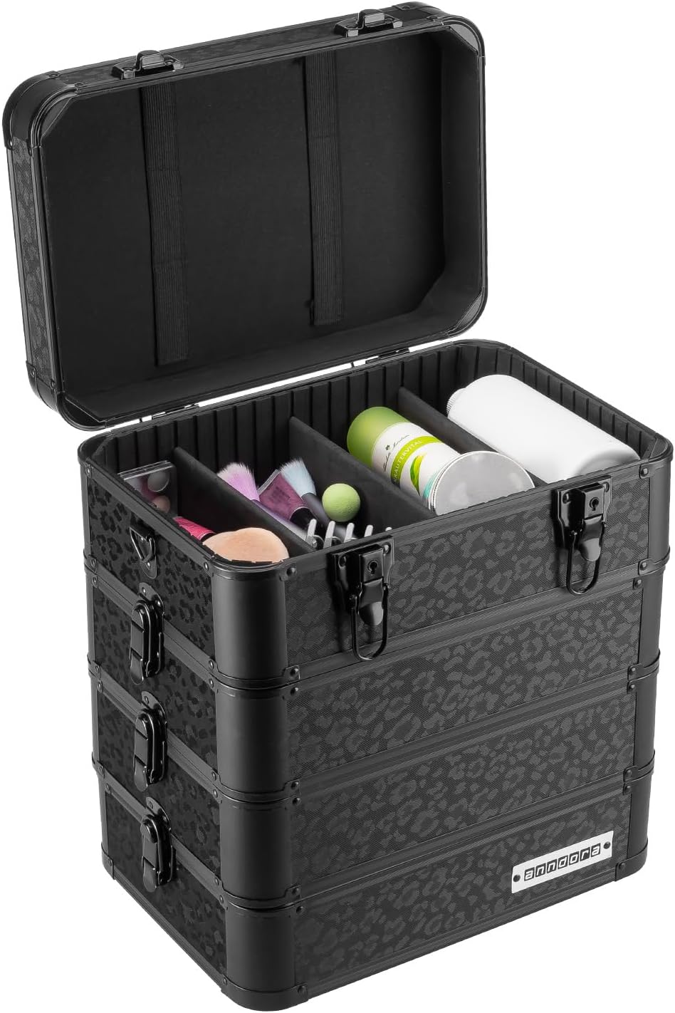anndora Universalkoffer Etagenkoffer 23 Liter Werkzeugkiste 4 Ebenen – Leo Panther Design – komplett